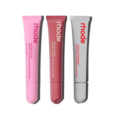 the peptide lip trio strawberry glaze, jelly bean, salty tan